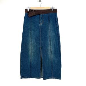 Long Denim Jean Skirt Vintage Y2K 90s Faded Glory Coastal Cowgirl Size 8